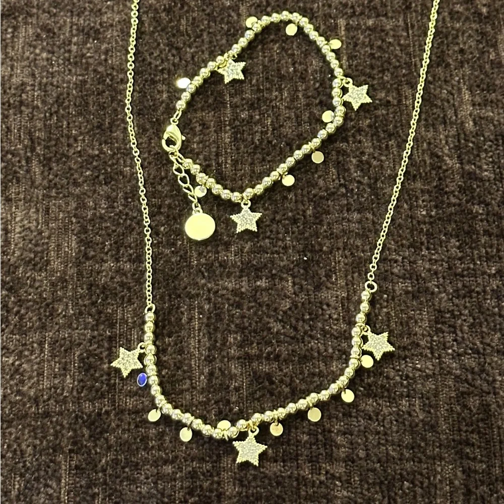 Girls necklace and bracelet‎ set. LMTS Beaded and crystal star design